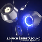 Redragon GS590 Wireless RGB Desktop Speakers – 2.0 Channel Stereo, 3Wx2, 2.25" Drivers, BT5.0/AUX/USB, In-Line Control Box, Dynamic Ambient RGB Backlight – Black