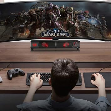 Redragon GS550 Orpheus Stereo Gaming Speakers – 2-in-1 Tower & Soundbar Red LED USB + 3.5mm