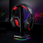 Redragon HA300 SCEPTER PRO RGB Gaming Headset Stand – Aluminum Bar, 2x USB Hub, 3.5mm AUX, Type-C Powered, Non-Slip Base – Black