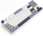 Redragon K552-WGL KUMARA RGB Wired Mechanical Gaming Keyboard – 87 Keys TKL, Hot-Swappable Red Switch, Rainbow LED – White/Gray/Black