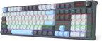Redragon K718 RGB Full Size Hot-Swap Wired Mechanical Gaming Keyboard – 104 Keys, Red Switch, Dedicated Knob, Sound Absorbing Foam, Mixed Color Keycaps – Gray/White/Blue