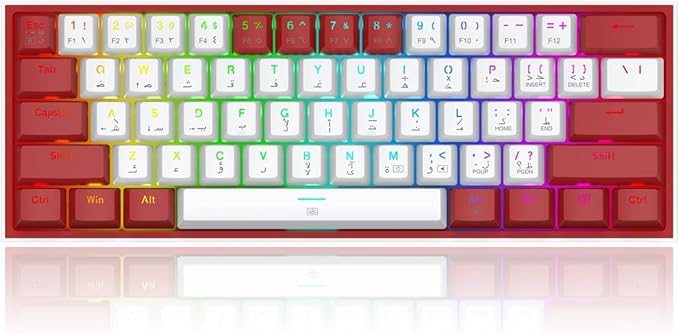 Redragon K617 FIZZ RGB Wired Mechanical Gaming Keyboard – 61 Keys 60% Layout, Red Switch, 16.8M RGB, Detachable USB-C, 430g Ultra-Light