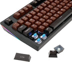 Redragon K592-PRO RGB Wired Mechanical Gaming Keyboard – 104 Keys Full Size, V-Optical Blue Switch, RGB Side Glow, Keycap Puller – Black/Brown