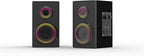 Redragon GS811 Orchestra 2.0 Bluetooth RGB Computer Speaker – Dual RGB Ring Drivers, Wooden Enclosure, Volume & Bass Control, AUX + USB + BT – Black