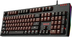 Redragon K592-PRO RGB Wired Mechanical Gaming Keyboard – 104 Keys Full Size, V-Optical Blue Switch, RGB Side Glow, Keycap Puller – Black/Brown
