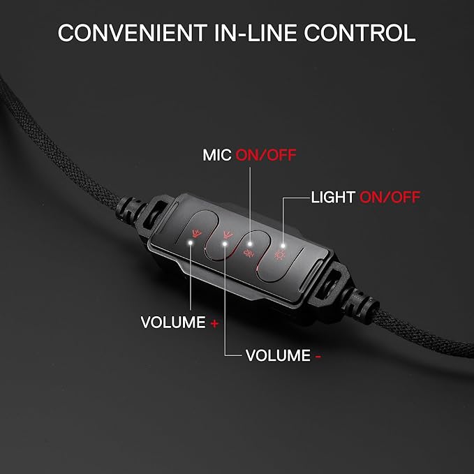 Redragon H312 CYBILL Virtual 7.1 Surround RGB USB Wired Gaming Headset – 50mm Drivers, Detachable Boom Mic, In-Line Control, Adjustable Ear Cup, Mesh Leather Headband – Black/Red