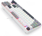Redragon K552-WGL KUMARA RGB Wired Mechanical Gaming Keyboard – 87 Keys TKL, Hot-Swappable Red Switch, Rainbow LED – White/Gray/Black
