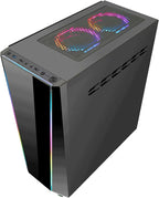 Redragon GC-702 RGB Gaming PC Case – Mid-Tower, Triple Tempered Glass (Front/Left/Right), Dual RGB Strip, 5 Double-Ring RGB Fans, Motherboard RGB SYNC, ATX/mATX, USB 3.0 – Black