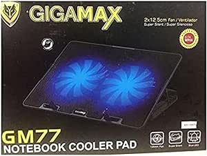 قاعدة تبريد للكمبيوتر المحمول من جيجا ماكس GM-77 مع وصلة USB - أسود
