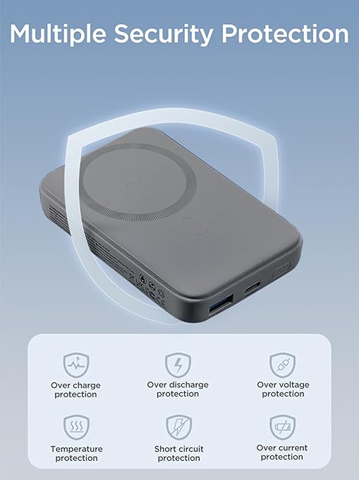 باور بانك Joyroom JR-W020 مغناطيسي لاسلكي 20 واط بتقنية PD، شاحن محمول سريع الشحن بسعة 10,000 مللي أمبير في الساعة، متوافق مع MagSafe، توصيل طاقة USB-C، شحن لاسلكي Qi - أسود | ضمان 12 شهرًا