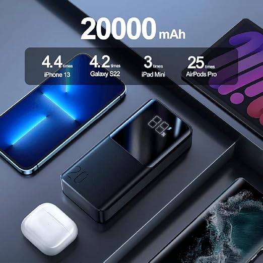 Joyroom JR-QP192 20000mAh 22.5W Power Bank with LCD Display – Black