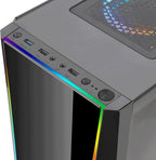 Redragon GC-702 RGB Gaming PC Case – Mid-Tower, Triple Tempered Glass (Front/Left/Right), Dual RGB Strip, 5 Double-Ring RGB Fans, Motherboard RGB SYNC, ATX/mATX, USB 3.0 – Black