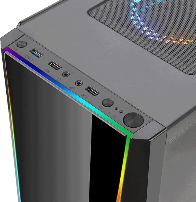 Redragon GC-702 RGB Gaming PC Case – Mid-Tower, Triple Tempered Glass (Front/Left/Right), Dual RGB Strip, 5 Double-Ring RGB Fans, Motherboard RGB SYNC, ATX/mATX, USB 3.0 – Black