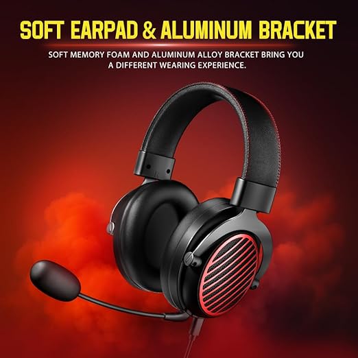 Redragon H540 PRO 4-in-1 Wireless Gaming Headset – Virtual 7.1 Surround, 53mm Drivers, Memory Foam, 360° Detachable Mic, Aluminum Bracket – Black