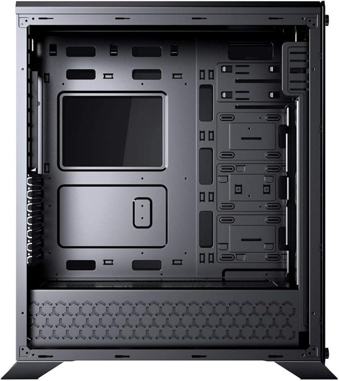 Redragon GC-801 IRONHIDE Full-Tower RGB Gaming PC Case – 4-Side Tempered Glass, 12 Fan Support, 6x GC-F008 RGB Turbo Fans Included, 360mm Radiator, CNC Aluminum Screws – Black