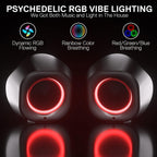 Redragon GS590 Wireless RGB Desktop Speakers – 2.0 Channel Stereo, 3Wx2, 2.25" Drivers, BT5.0/AUX/USB, In-Line Control Box, Dynamic Ambient RGB Backlight – Black