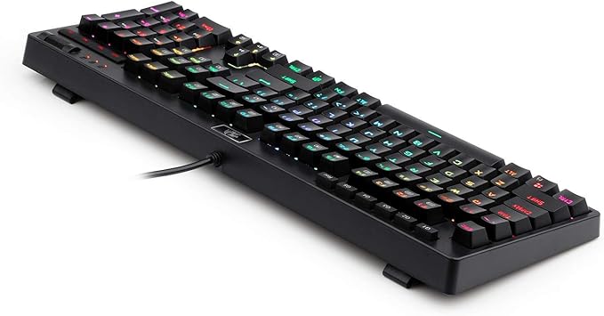 Redragon K579 RGB Wired Mechanical Gaming Keyboard – 104 Keys Full Size, Hot-Swappable Blue Switch, 5 Macro Keys, Volume Knob – Black