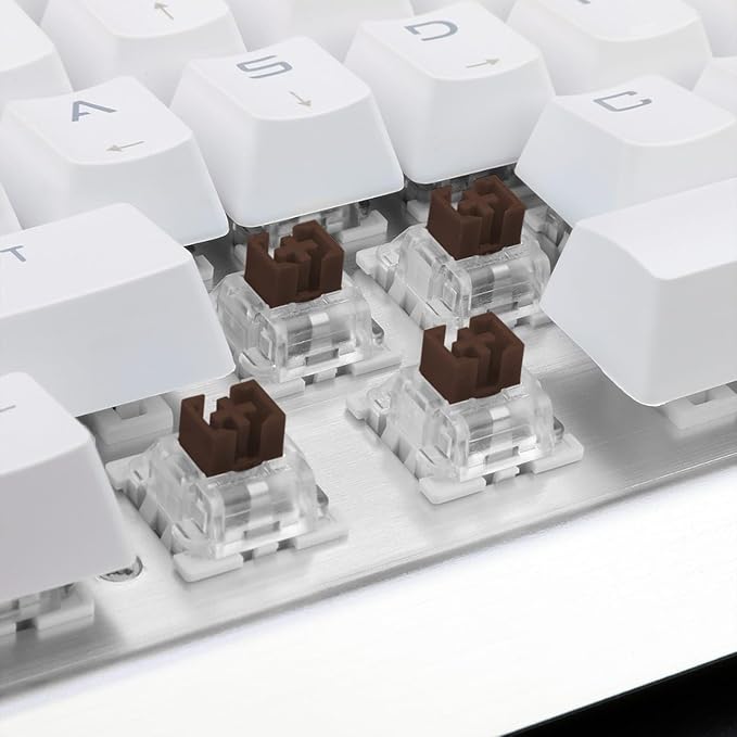 Redragon KG010-WN Wired Mechanical Gaming Keyboard – 9 LED Backlit Effects, Brown Switch, Double-Shot Keycaps – White