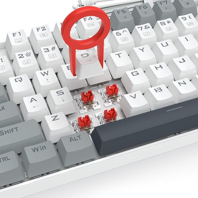 Redragon K552-WGL KUMARA RGB Wired Mechanical Gaming Keyboard – 87 Keys TKL, Hot-Swappable Red Switch, Rainbow LED – White/Gray/Black