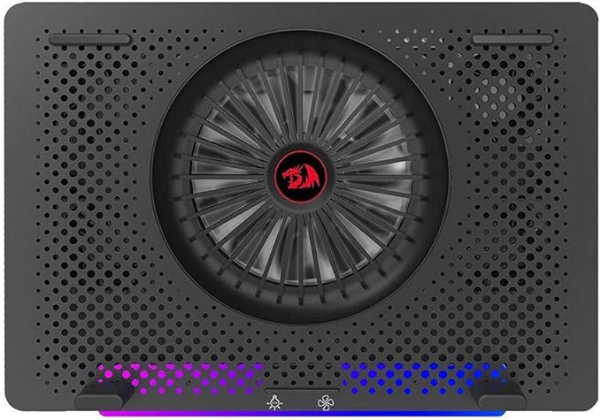 Redragon GCP500 IVY RGB Laptop Cooler – 12–15" (Up to 17.3"), 1 Large + 4 Small Fans, Fan Speed Control, RGB Strip, 2x USB, 2 Phone Holders, 5 Tilt Angles – Black