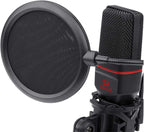 Redragon GM100 Gaming Stream Desktop Condenser Microphone – Cardioid Pattern, Shock Mount, Pop Filter, Tripod Stand, USB Plug-and-Play – Black