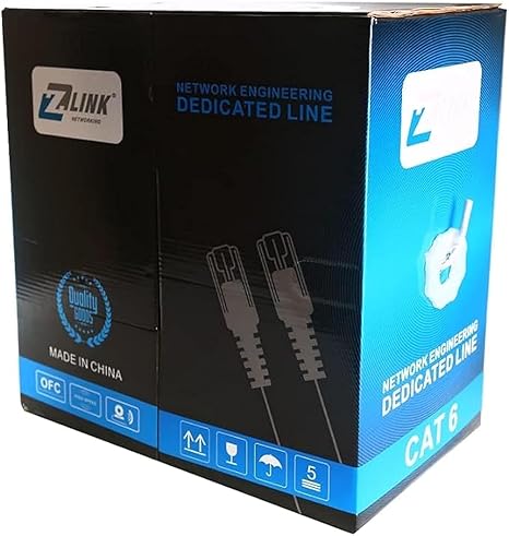 كابل شبكة Z-Link فئة CAT6 بطول 305 متر – لون رمادي 