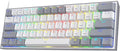 Redragon K616 FIZZ PRO RGB Wireless Tri-Mode Mechanical Gaming Keyboard – 61 Keys 60% Layout, Red Switch, N-Key Rollover, Detachable USB-C – White/Gray