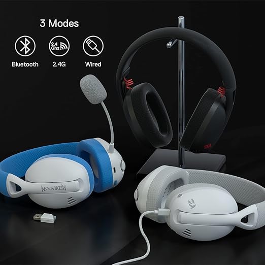 Redragon H848 IRE PRO Ultra-Light Wireless Gaming Headset – 3-Mode (2.4G/BT/Wired), 40mm Drivers, Virtual 7.1, 25H Battery, Detachable Mic – Black