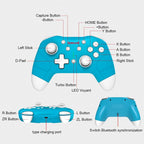 Redragon G815 Pluto Wireless Bluetooth Gaming Controller – Dual Vibration, NFC, Turbo, 3D Joystick – Switch, PS3/4/5, Xbox One X, PC & Android – Blue/White & Pink/Gray