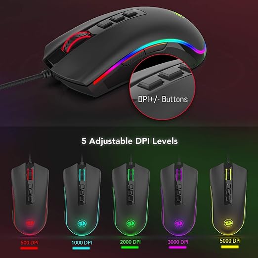 Redragon COBRA M711 Wired Gaming Mouse – White/Red