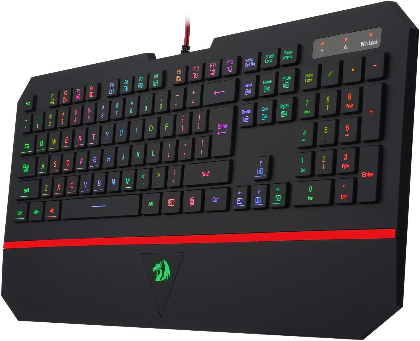 Redragon K502 RGB Gaming Keyboard – Membrane, 104 Key, Silent, Wrist Rest