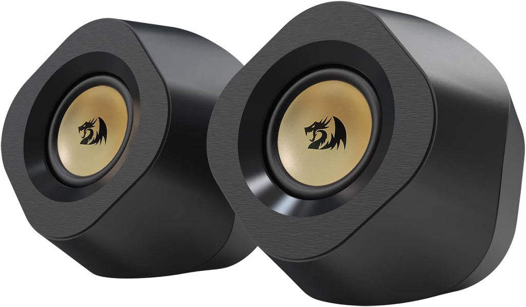 Redragon GS590 Wireless RGB Desktop Speakers – 2.0 Channel Stereo, 3Wx2, 2.25" Drivers, BT5.0/AUX/USB, In-Line Control Box, Dynamic Ambient RGB Backlight – Black