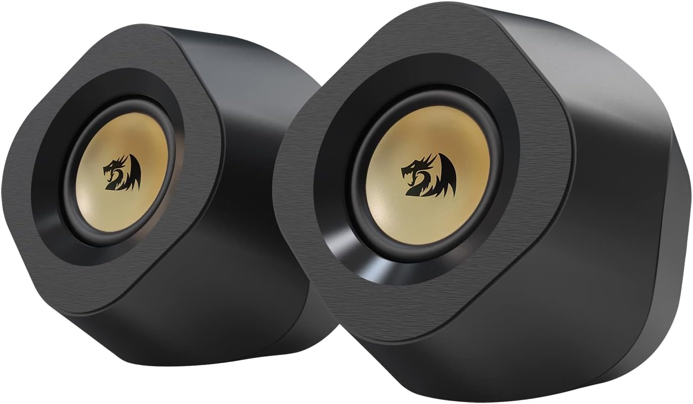 Redragon GS590 Wireless RGB Desktop Speakers – 2.0 Channel Stereo, 3Wx2, 2.25" Drivers, BT5.0/AUX/USB, In-Line Control Box, Dynamic Ambient RGB Backlight – Black