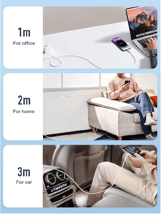 كيبل شحن سريع من جوي رووم S-A26 فلاش-تشارج سلسلة USB-A إلى لايتنينج 3 أمبير بطول 1 متر لون أسود