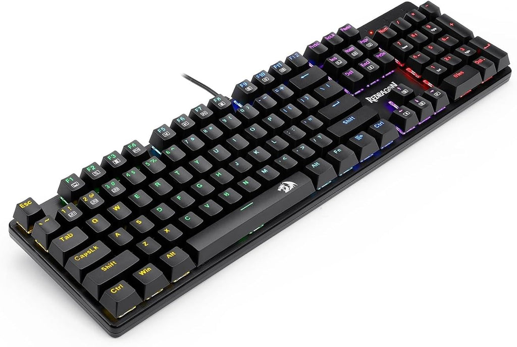 Redragon K608 Elite VALHEIM Rainbow RGB Wired Mechanical Gaming Keyboard – 104 Keys Full Size NKRO, Black Switch (Soft Tactile, Low Noise) – Black
