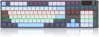 Redragon K718 RGB Full Size Hot-Swap Wired Mechanical Gaming Keyboard – 104 Keys, Red Switch, Dedicated Knob, Sound Absorbing Foam, Mixed Color Keycaps – Gray/White/Blue