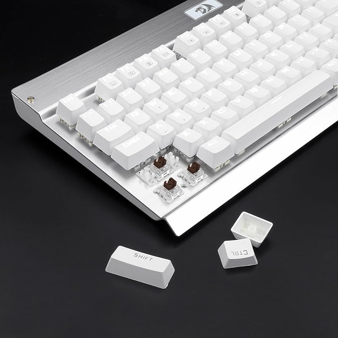 Redragon KG010-WN Wired Mechanical Gaming Keyboard – 9 LED Backlit Effects, Brown Switch, Double-Shot Keycaps – White