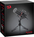 Redragon GM300 BLAZAR USB Studio Gaming Stream Microphone – Large Diaphragm Condenser, Cardioid, Metal Spider Shock Mount, Tripod Stand – Black