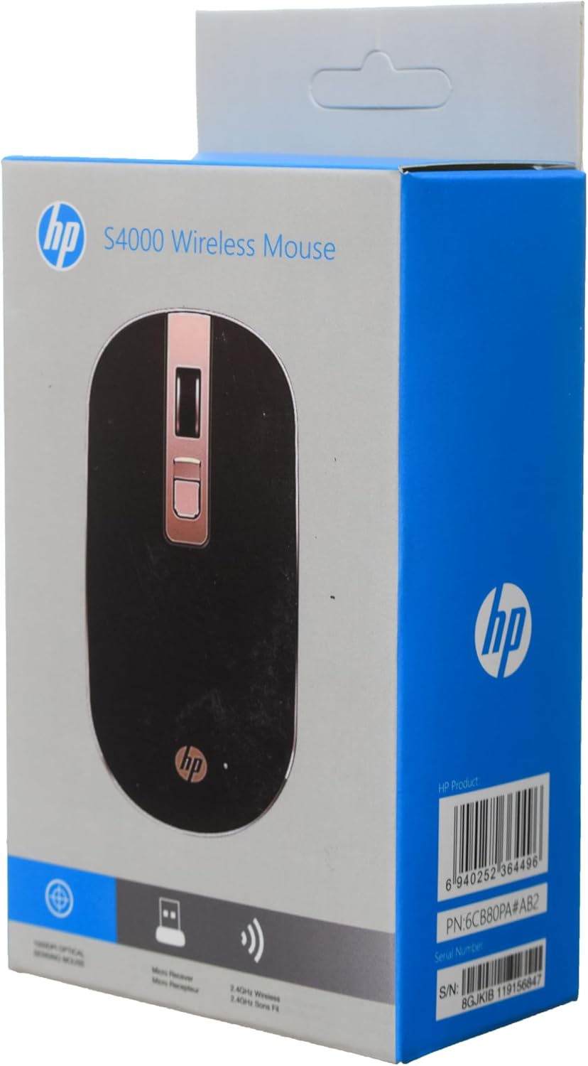 ماوس HP S4000 اللاسلكي – أسود وذهبي 