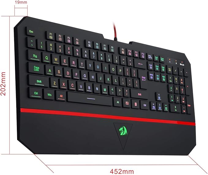 Redragon K502 RGB Gaming Keyboard – Membrane, 104 Key, Silent, Wrist Rest