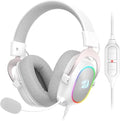 Redragon H510W ZEUS-X RGB Wired Gaming Headset – 7.1 Surround Sound, 53mm Drivers, Memory Foam + Fabric Ear Pads, Rainbow RGB (Dynamic/Static/Off), Detachable Boom Mic, In-Line Control, USB – White