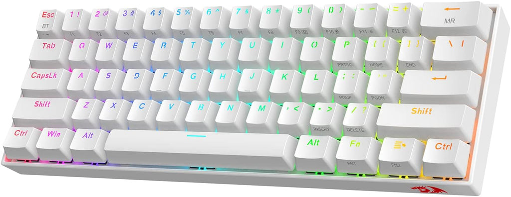 Redragon K530 Pro Draconic 60% RGB 3-Mode Wireless Mechanical Gaming Keyboard – 61 Keys, Hot-Swappable, Blue Switch – White