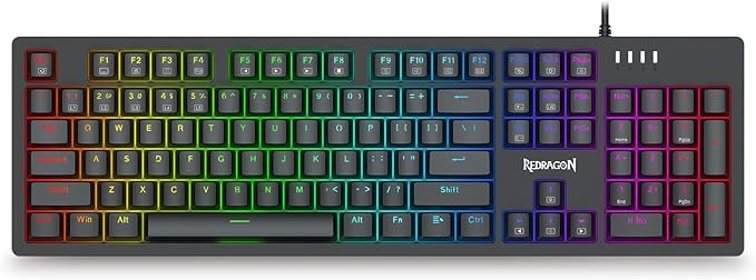 Redragon K679 RGB Full Size Wired Mechanical Gaming Keyboard – 104 Keys, Blue Switch, Sound Absorbing Foam, RGB Side Lighting – Black