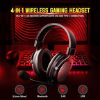 Redragon H540 PRO 4-in-1 Wireless Gaming Headset – Virtual 7.1 Surround, 53mm Drivers, Memory Foam, 360° Detachable Mic, Aluminum Bracket – Black