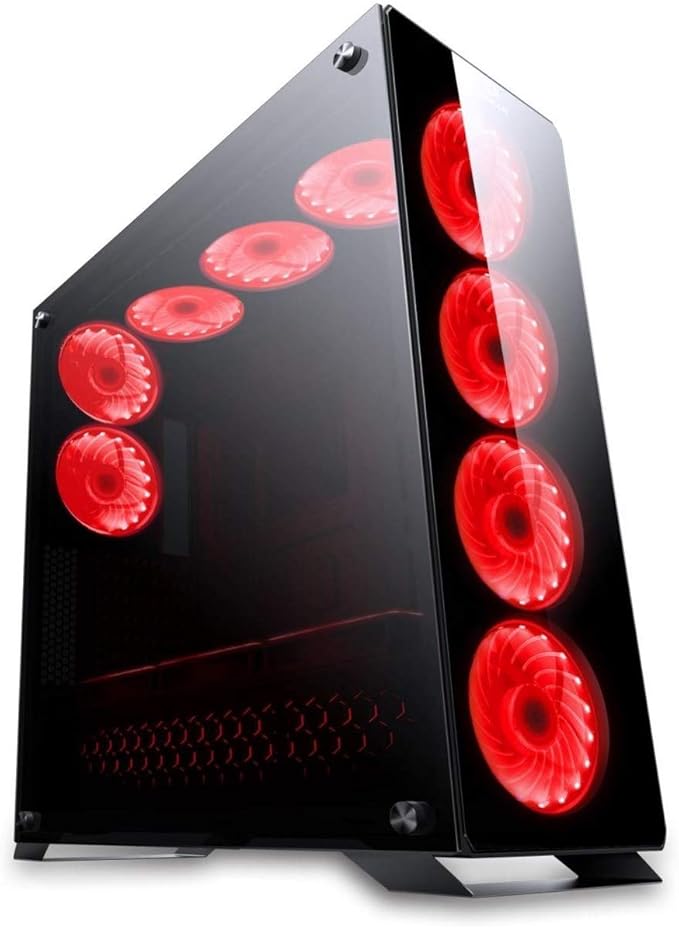 Redragon GC-801 IRONHIDE Full-Tower RGB Gaming PC Case – 4-Side Tempered Glass, 12 Fan Support, 6x GC-F008 RGB Turbo Fans Included, 360mm Radiator, CNC Aluminum Screws – Black