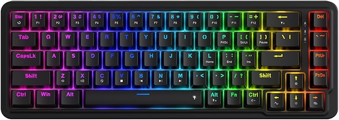 Redragon K709 RGB 65% Wireless Gasket Hot-Swap Mechanical Gaming Keyboard – 68 Keys, Custom Dragon Chant Linear Switch, 5-Layer Noise Dampening, Round PBT Keycaps, Tri-Mode – Black