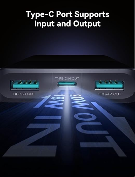 جوي روم باور بانك JR-QP191 22.5W 10000mAh مع شاشة رقمية - اسود