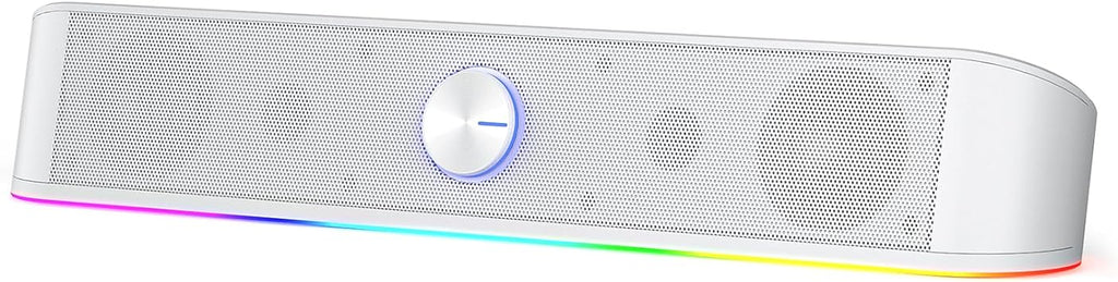 Redragon GS560W Adiemus RGB Desktop Soundbar – Dual 4W Drivers Touch RGB Control USB + 3.5mm (White)