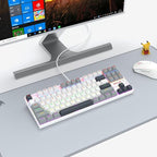 Redragon K552-WGL KUMARA RGB Wired Mechanical Gaming Keyboard – 87 Keys TKL, Hot-Swappable Red Switch, Rainbow LED – White/Gray/Black