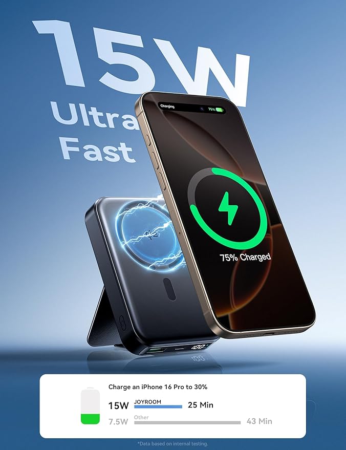 Joyroom JR-PBM11 10000mAh Qi2 Magnetic Wireless Power Bank – Black